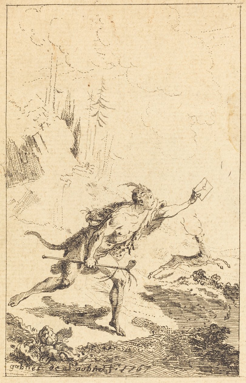 Utsending til M. de Saint-Denis av M. de Belle-Isle, fange [til venstre] av Gabriel Jacques de Saint Aubin