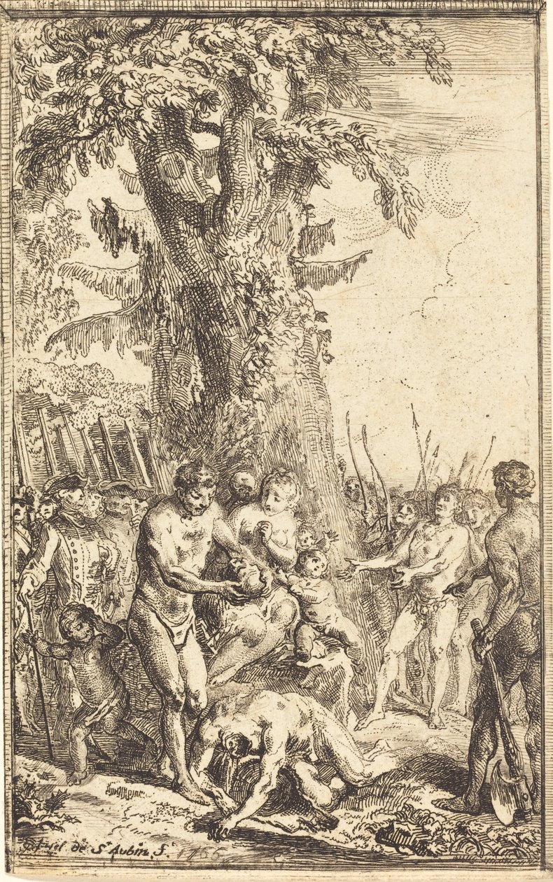 Heroisk handling av en far som ofrer for sin sønn av Gabriel Jacques de Saint Aubin