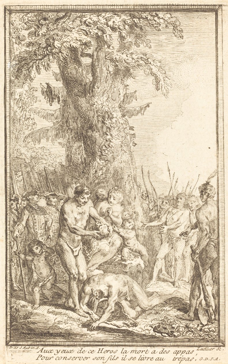 Heroisk handling av en far som ofrer for sin sønn av Gabriel Jacques de Saint Aubin