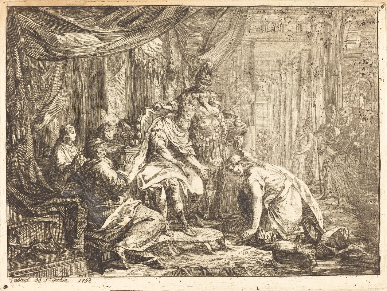 Forsoning mellom Absalom og David av Gabriel Jacques de Saint Aubin