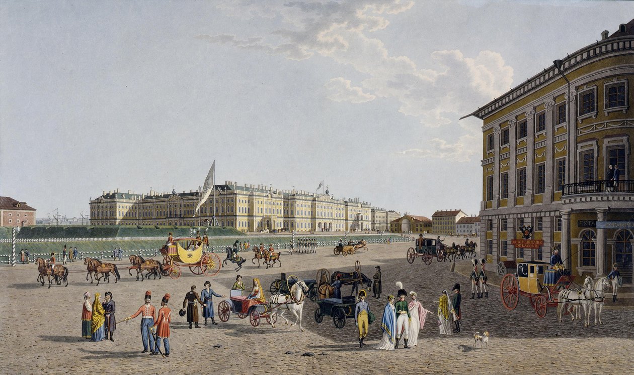 Utsikt over Palace Square fra Nevsky Prospekt, 1804 av Gabriel Ludwig Lory the Elder