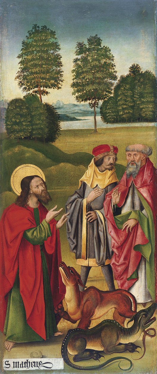 Miraklet til Saint Matthew som temmer dragene, 1478 av Gabriel Mälesskircher