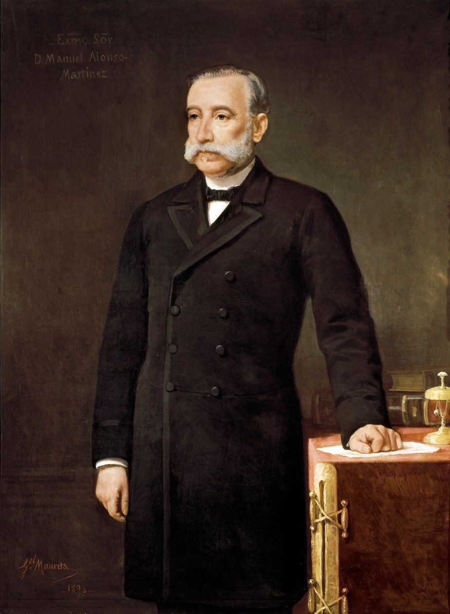 Portrett av Manuel ALONSO MARTINEZ (1827-1891), spansk advokat og politikermedlem av Liberal Union Party Madrid, Deputertkongressen.   Maleri av Gabriel Maureta (1800-tallet). av Gabriel Maureta Aracil