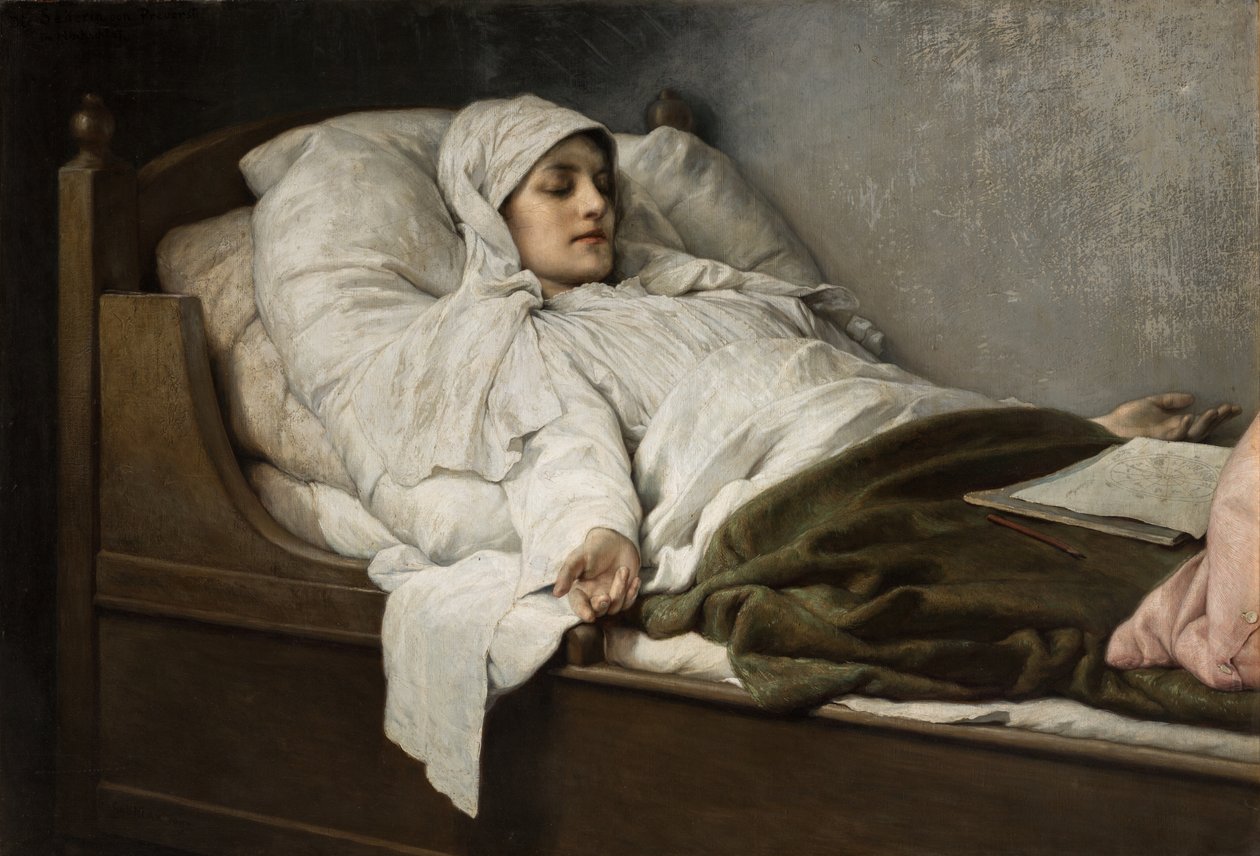The Seeress of Prevorst in High Sleep, 1892 av Gabriel Max