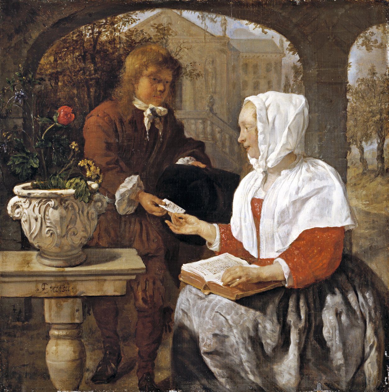 En ung kvinne som mottar et brev, ca. 1658 av Gabriel Metsu