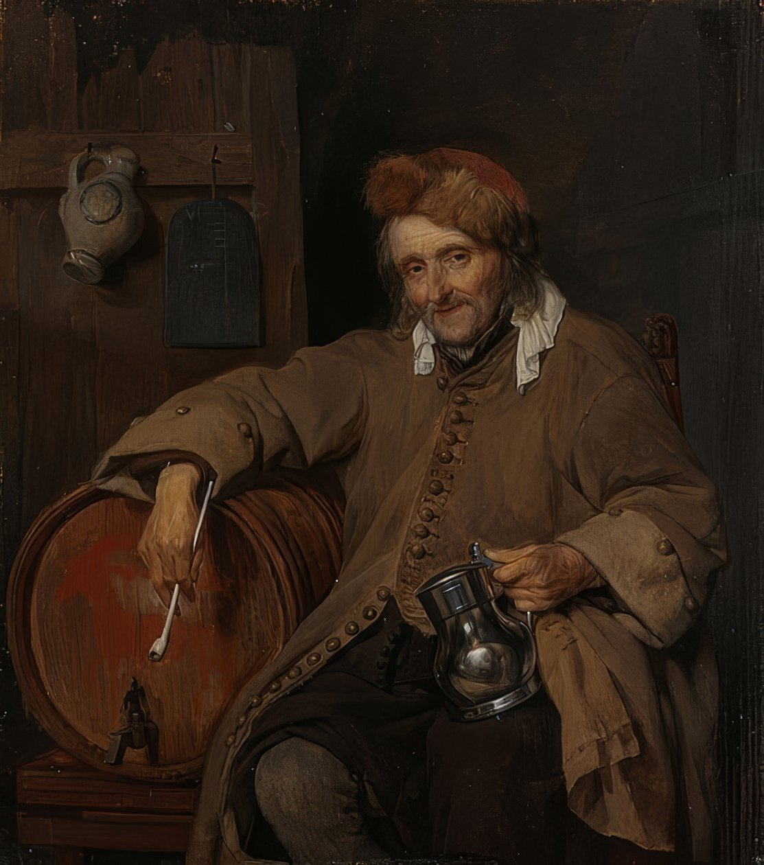 Den gamle drikkeren. Rundt 1661-63 av Gabriel Metsu