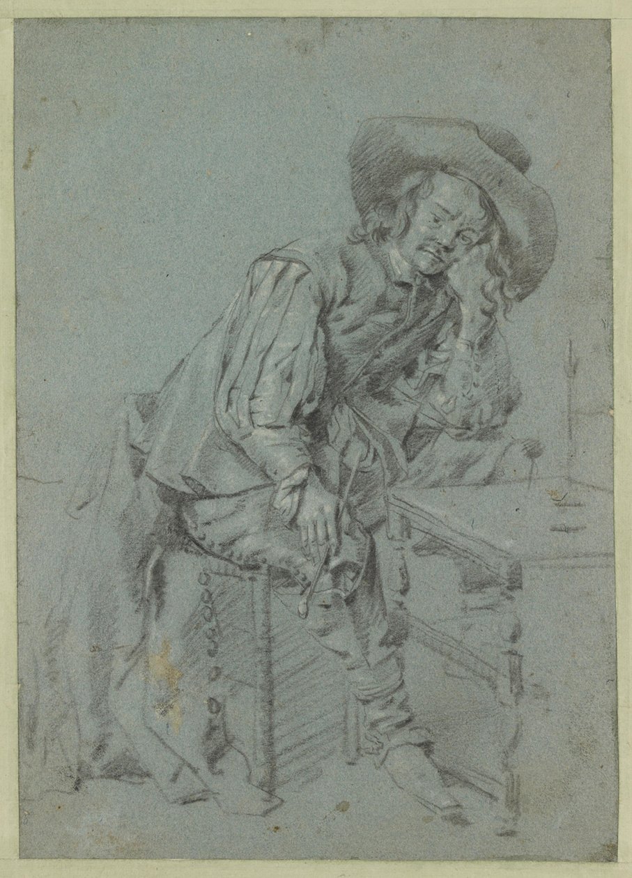 En sittende mann med pipe av Gabriel Metsu