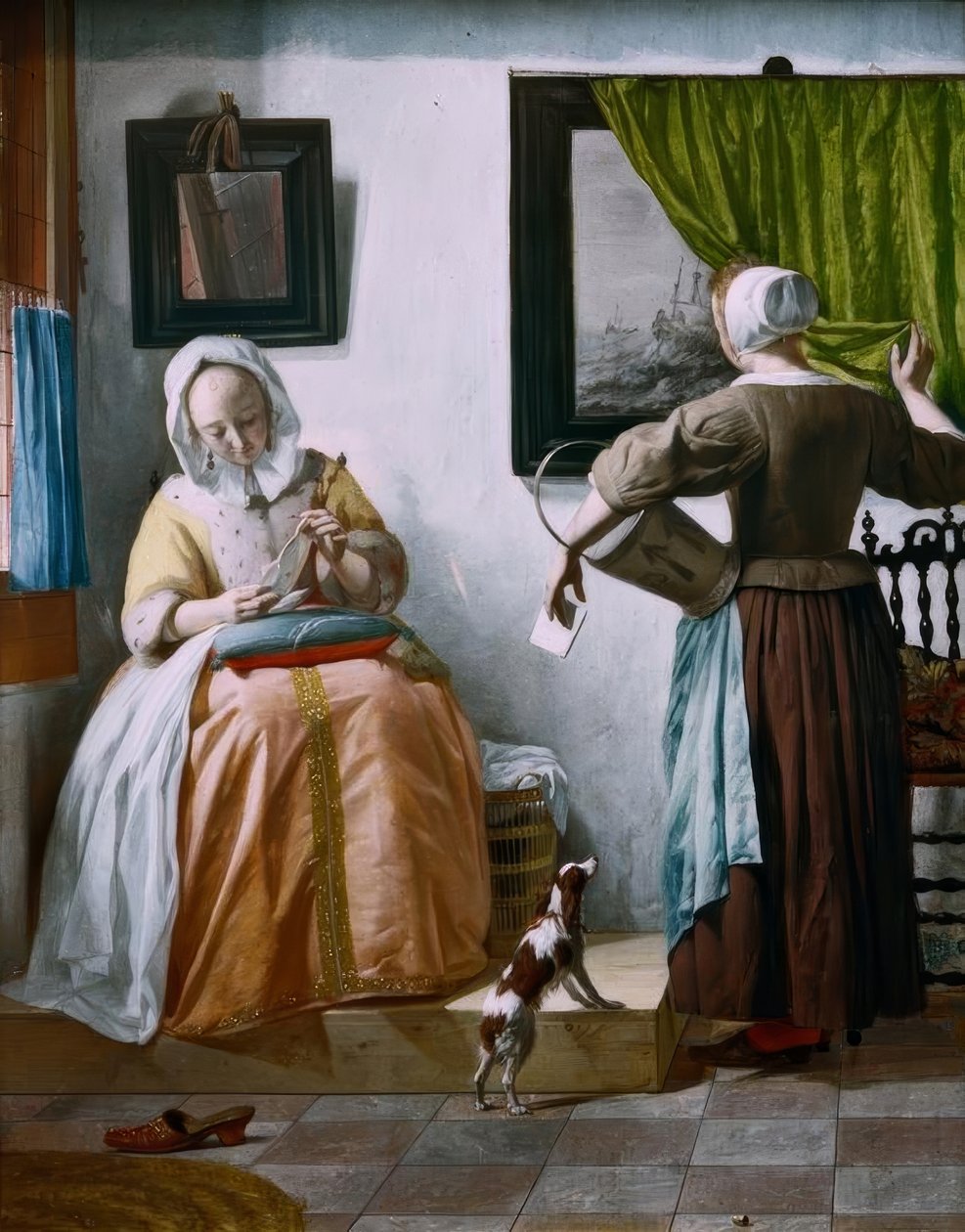 G.Metsu, dame som leser brev og hushjelp av Gabriel Metsu
