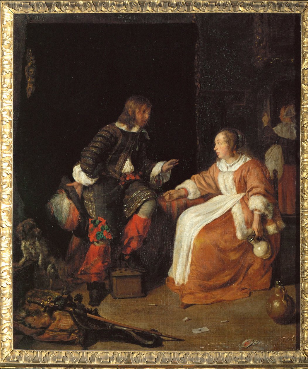 Dame og offiser (olje på lerret) av Gabriel Metsu