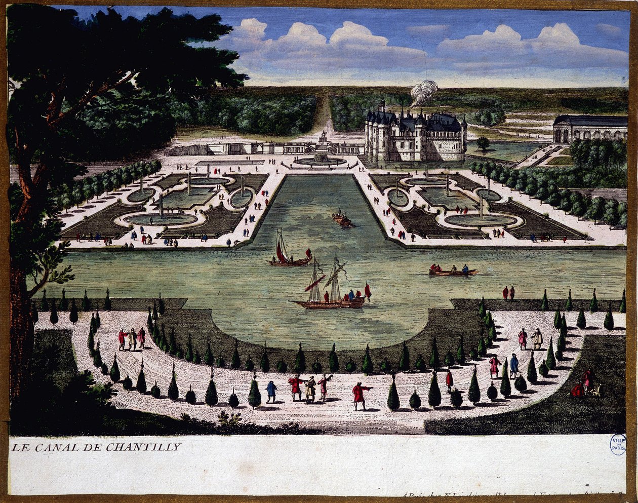 Canal of the Chantilly Estate - gravering av Perelle av Gabriel Perelle