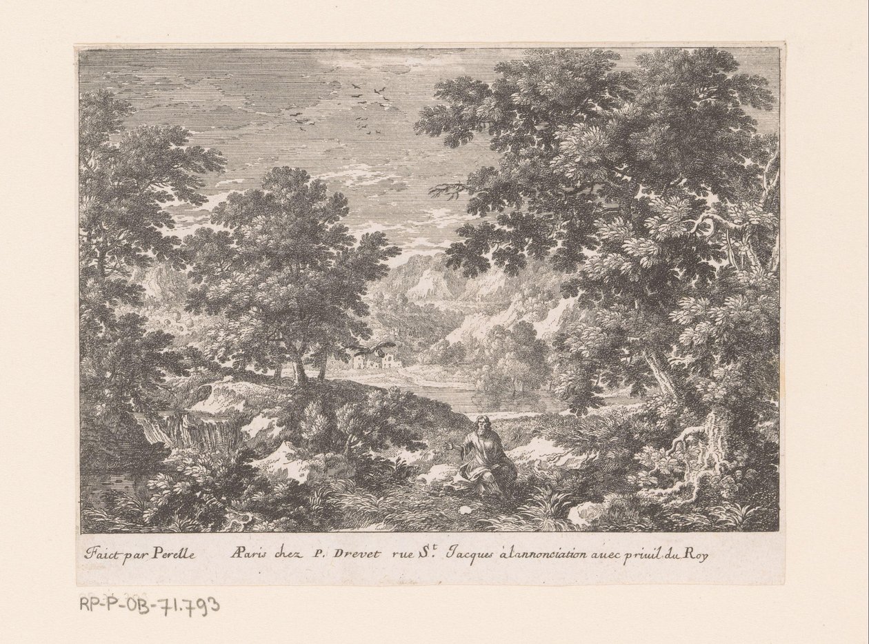 Elias matet av ravner Landskap med bibelske scener (serietittel) av Gabriel Perelle