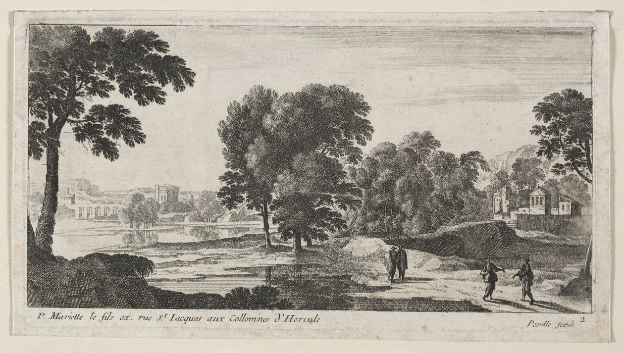 Landskap med figurer. av Gabriel Perelle