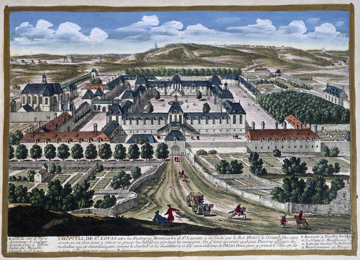 Saint Louis Hospital grunnlagt av kong Henry den store - av Perelle av Gabriel Perelle