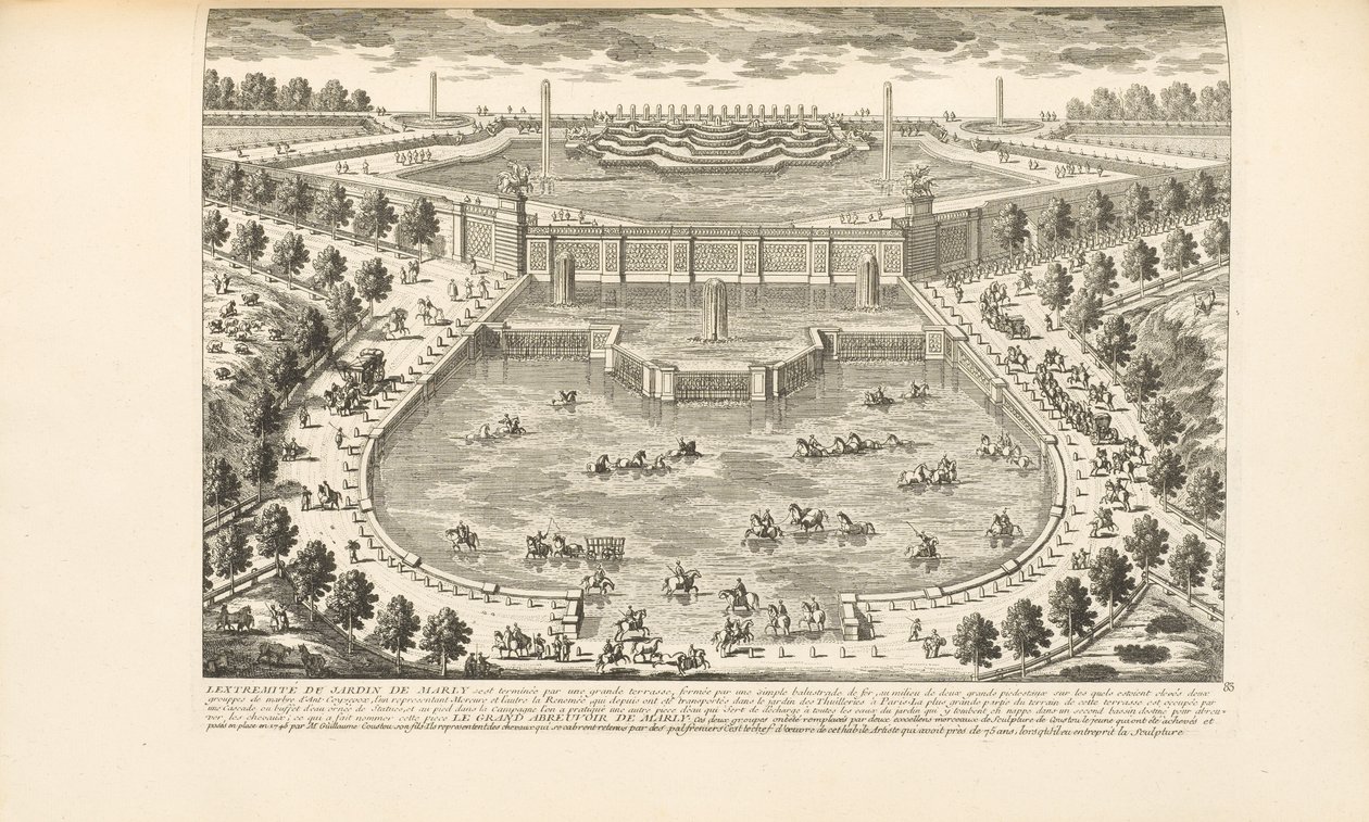The Extremity of the Garden of Marly, fra "Les Delices de Versailles et des Maisons Royales" av Charles-Antoine Jombert, 1766 av Gabriel Perelle