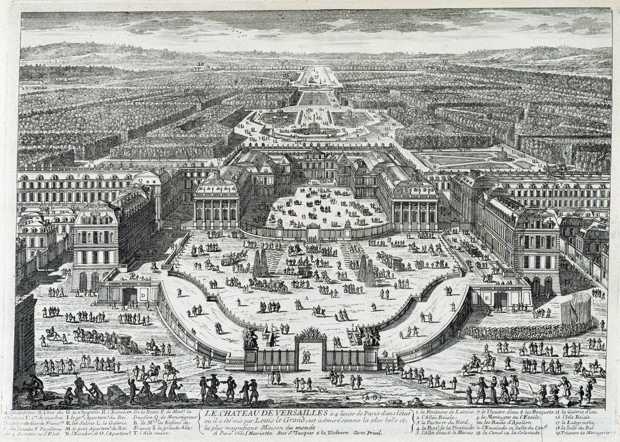 Utsikt over æresgården til Chateau de Versailles - av Perelle, sent på 1600-tallet av Gabriel Perelle