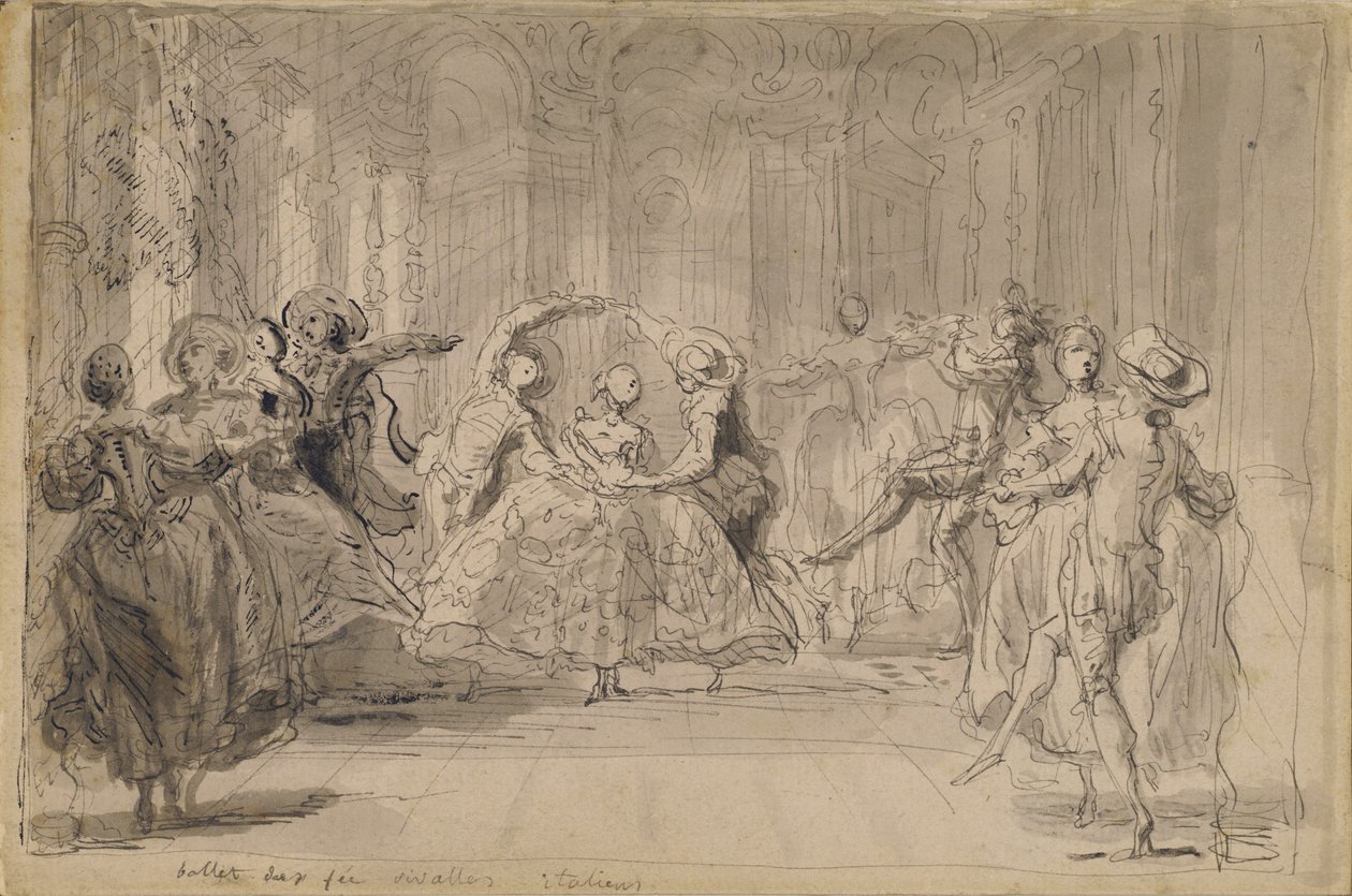 Ballett fra De rivaliserende feene av Gabriel de Saint-Aubin