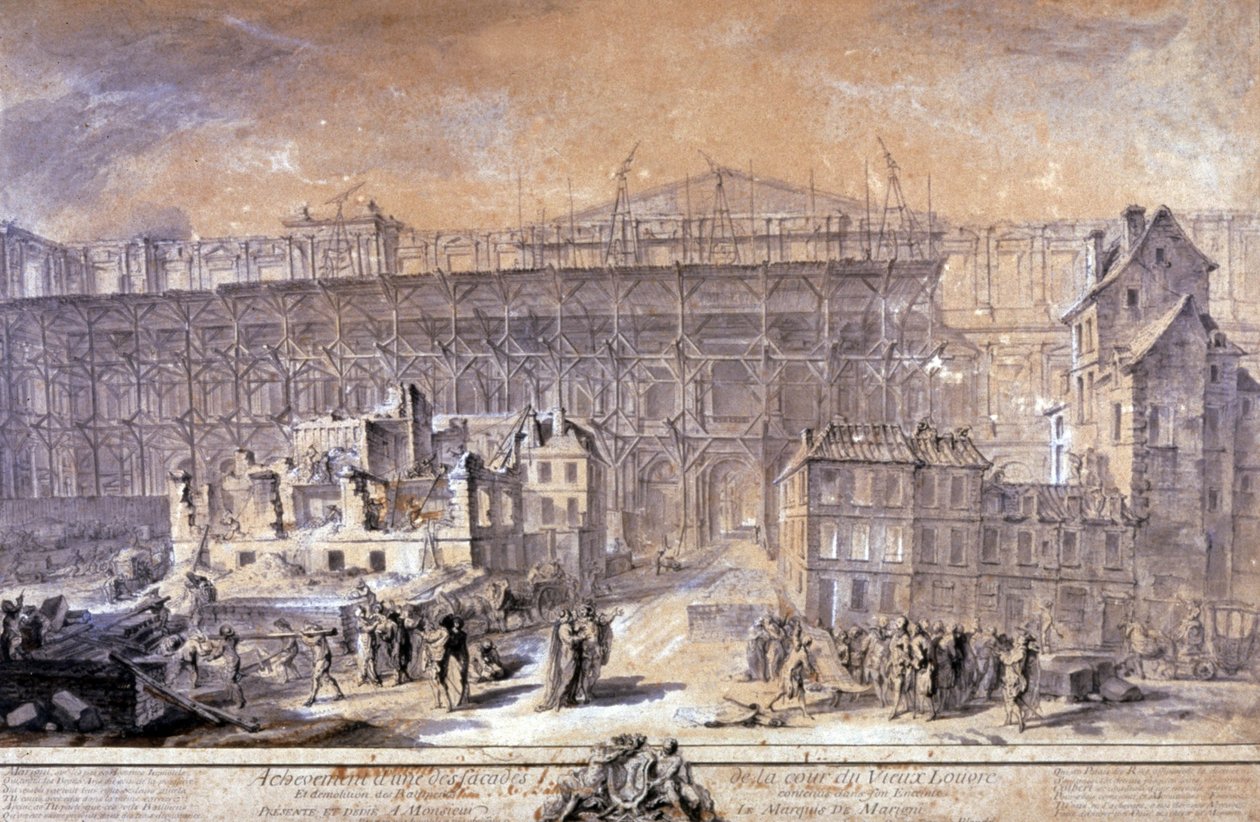 Louvre-bygningen, Paris av Gabriel de Saint Aubin
