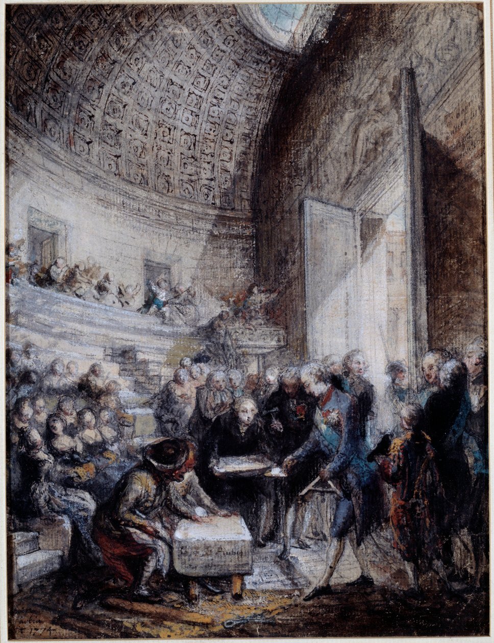 Innvielse av amfiteateret til den kongelige kirurgiske skolen av kong Louis XVI (1754-1793) 14/09/1774 Gouache de Gabriel de Saint Aubin (1724-1780) Paris fra 1700-tallet, Musee Carnavalet av Gabriel de Saint Aubin