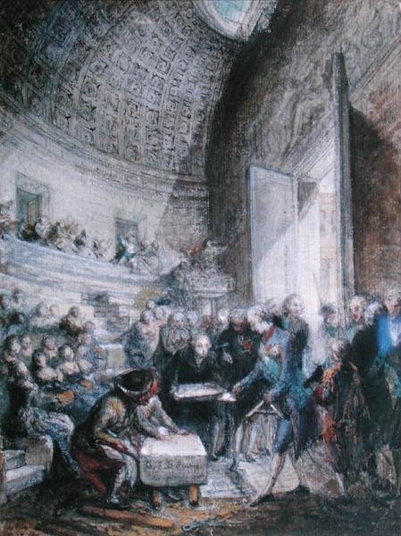 Louis XVI (1754-93) Legger den første steinen til Royal Academy of Surgery av Gabriel de Saint Aubin