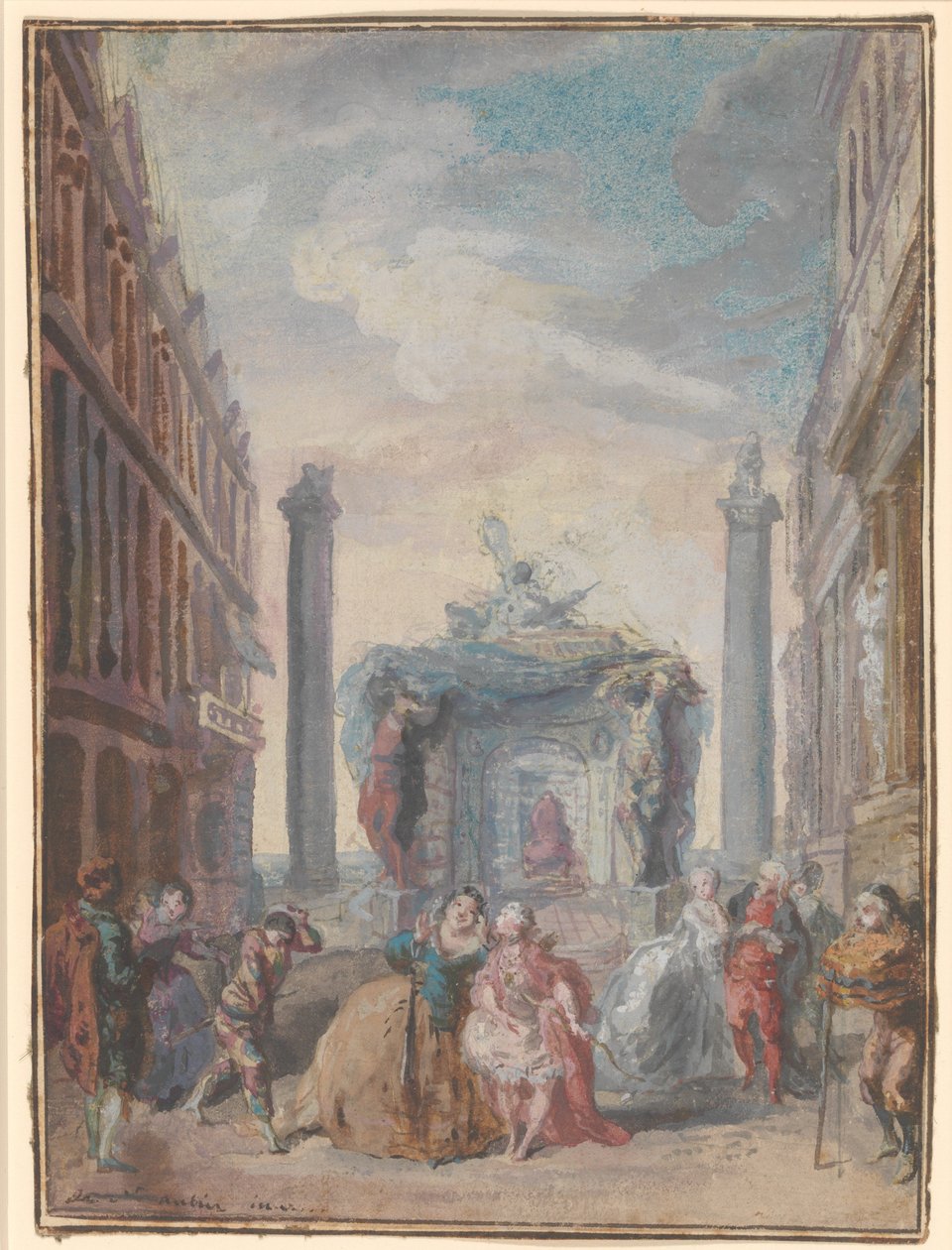 Venetianske festivaler, etter 1759. av Gabriel de Saint Aubin