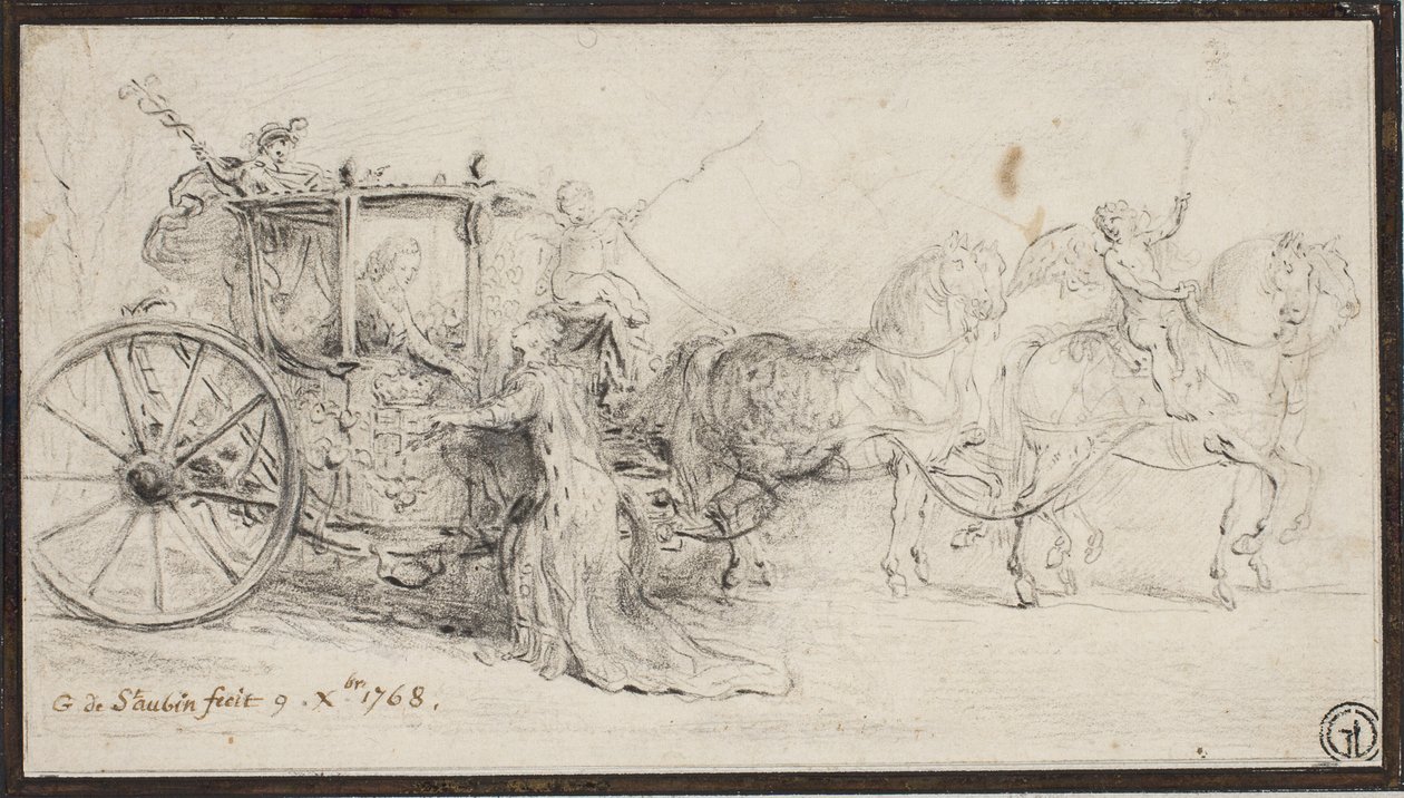 Paris ønsker Christian VII velkommen av Gabriel de Saint Aubin