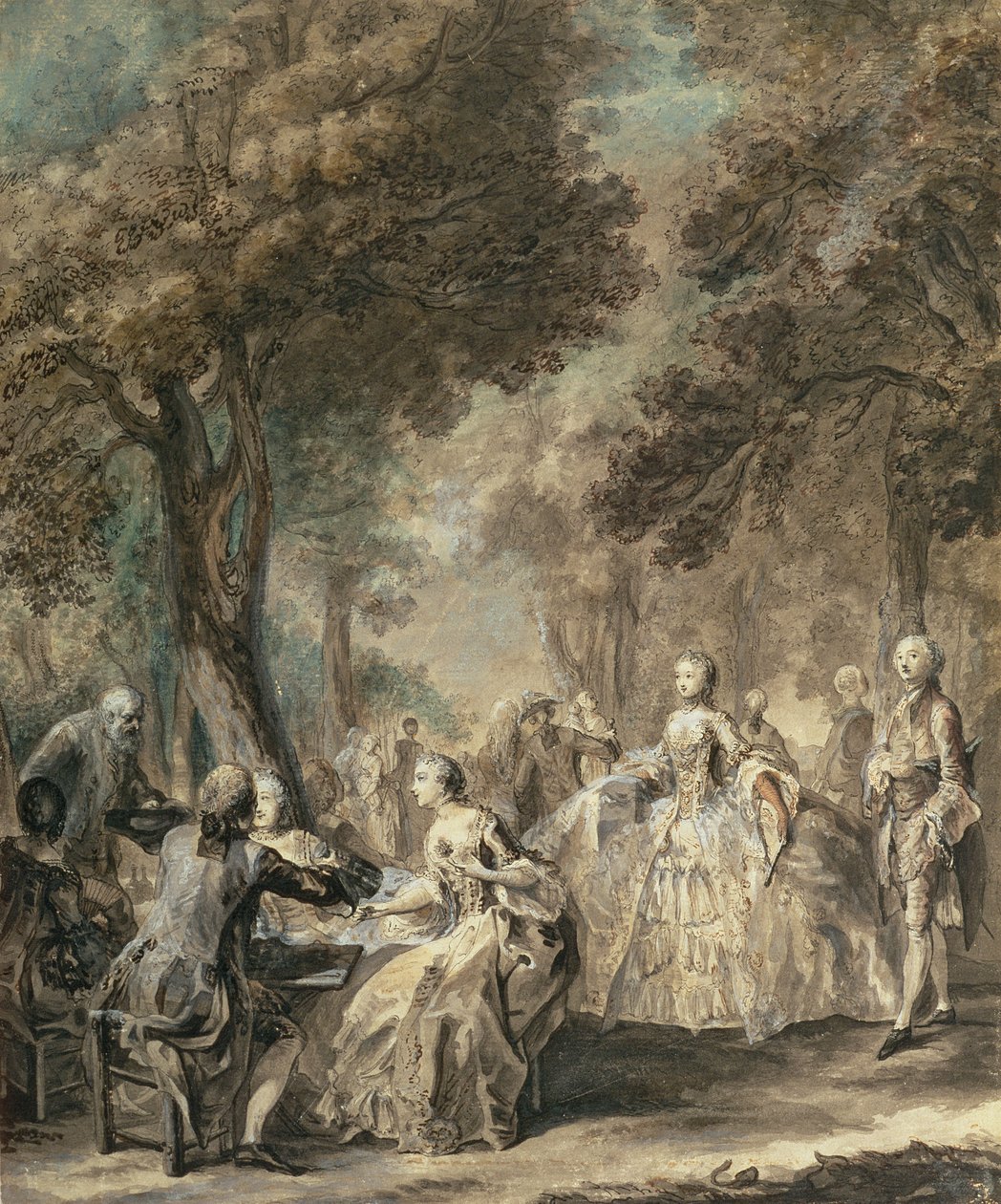 Parisere på tur, 1760-1 (penn og blekk, vask, wc og gouache) av Gabriel de Saint Aubin