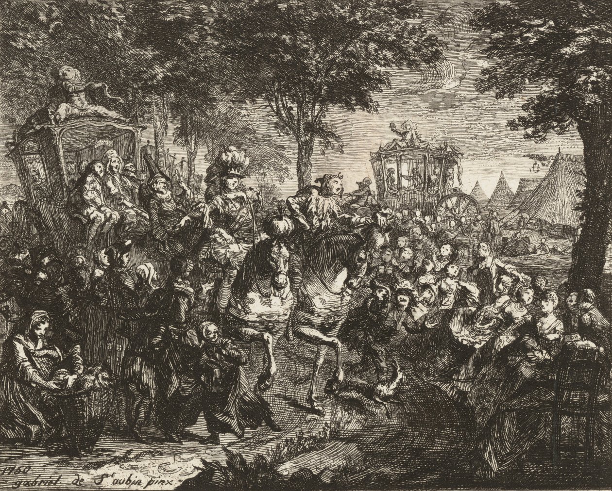 Utsikt over Beson-messen, 1750. av Gabriel de Saint Aubin