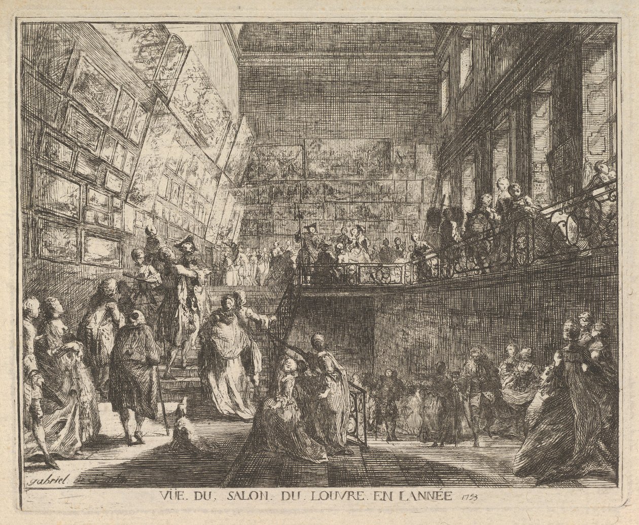 Utsikt over Salon du Louvre i år 1753, 1753. av Gabriel de Saint Aubin