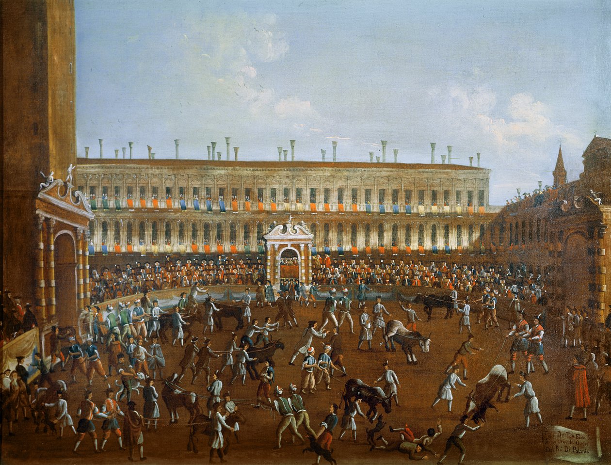 Tyrekamp til ære for prinsen av Polen, Frederick Christian, 1740 av Gabriele Bella