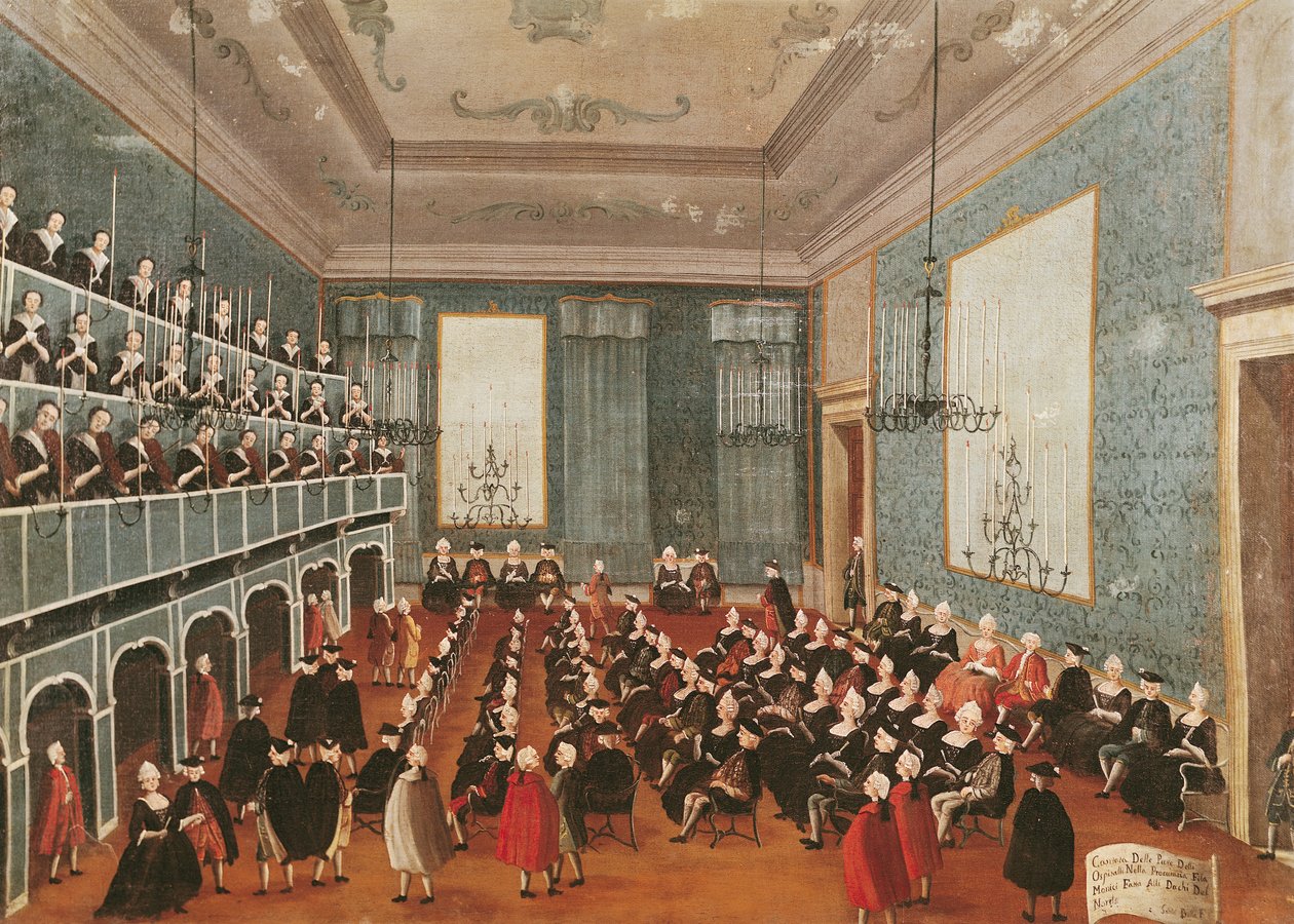 Konsert gitt av jentene fra sykehusets musikkforeninger i Procuratie, Venezia av Gabriele Bella