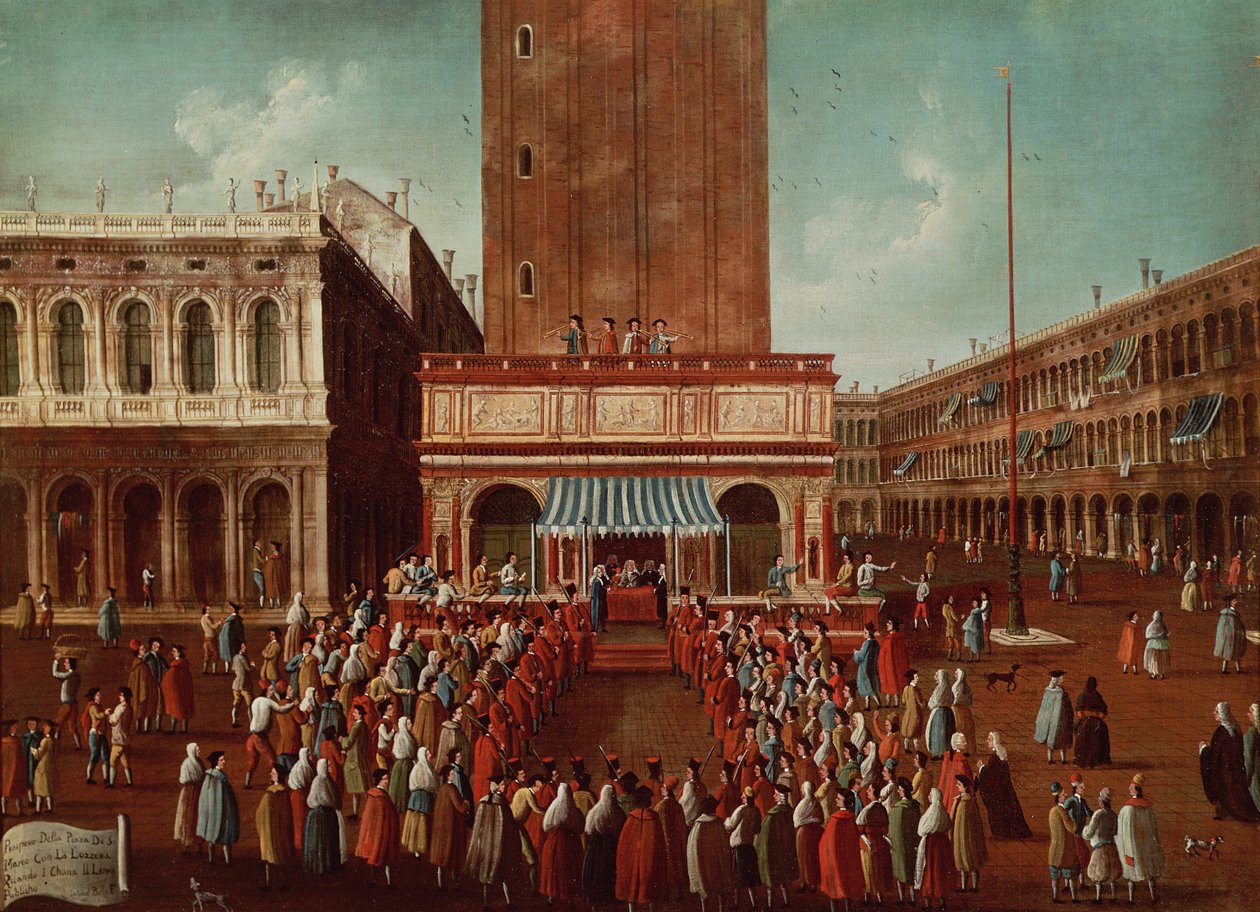 Offentlig lotteri på Loggetta, Piazza San Marco, Venezia av Gabriele Bella