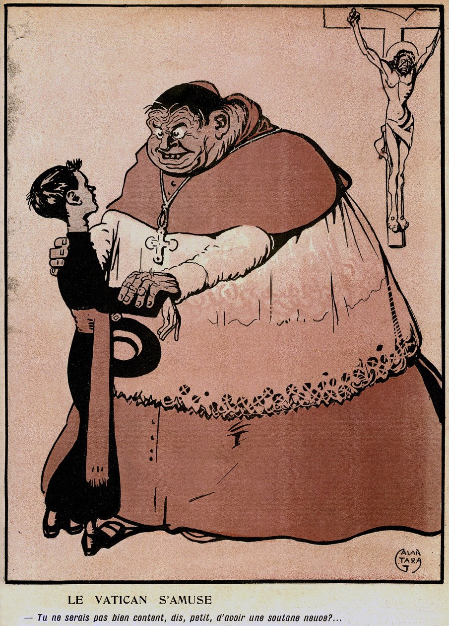 Tegneserie i den franske politiske humordagboken «L'plate au beurre»» spesial Vatikanet (n°242 av 18. november av Gabriele (1865 1937) Galantara