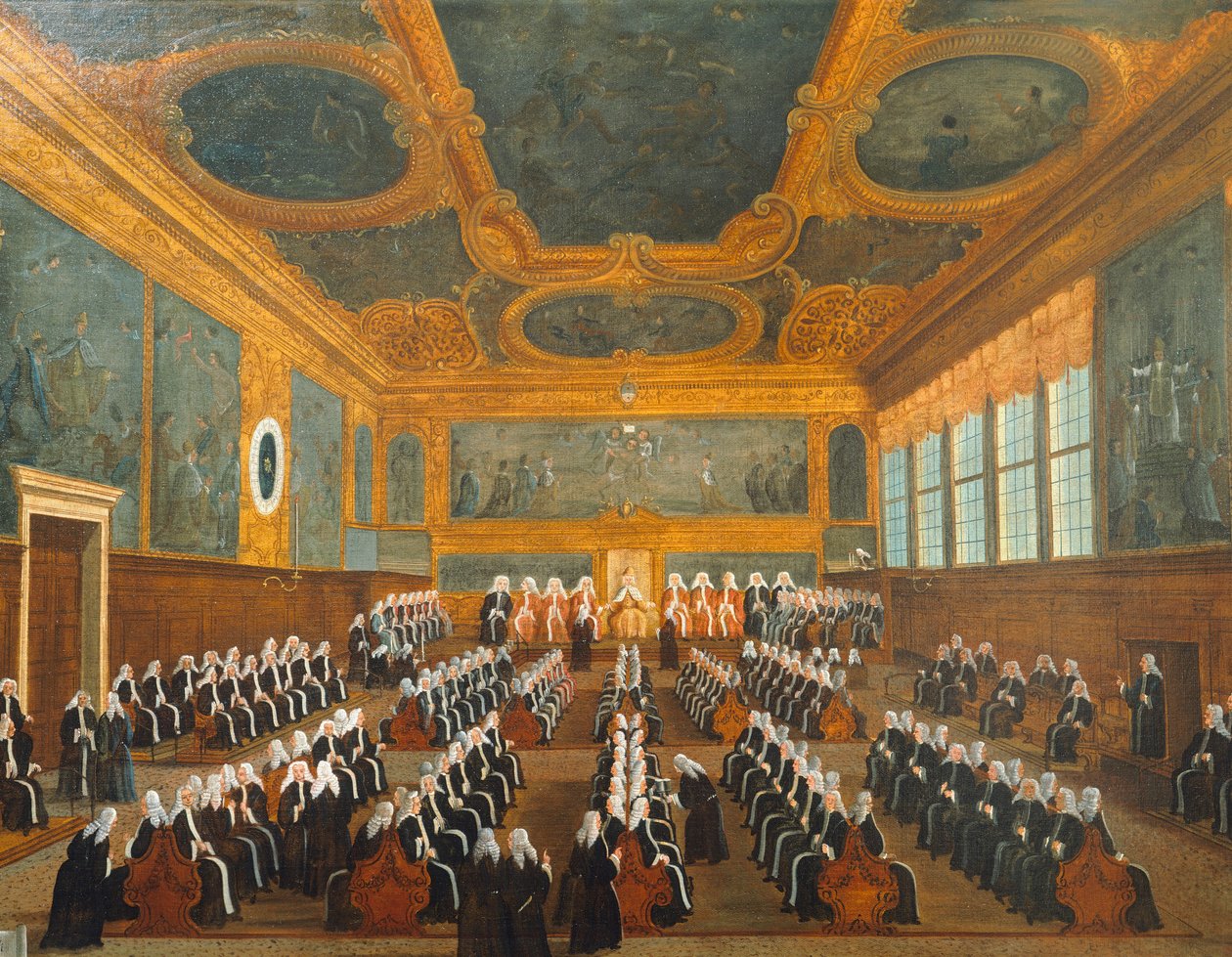 Council of Pregadi, av Gabriel Bella (1730-1799), olje på lerret, 96x149 cm av Gabriele Bella