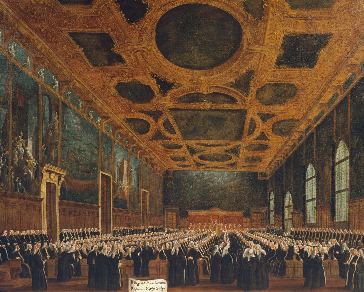 Hall of Great Council i Ducal Palace, av Gabriel Bella (1730-1799) av Gabriele Bella