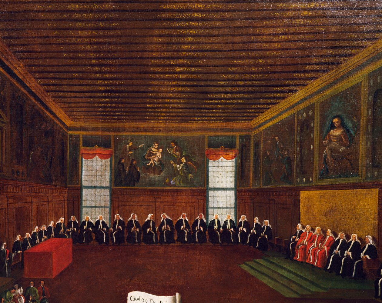 Dom i salen til Qarantia Criminal (The Council of Forty) (olje på lerret) av Gabriele Bella