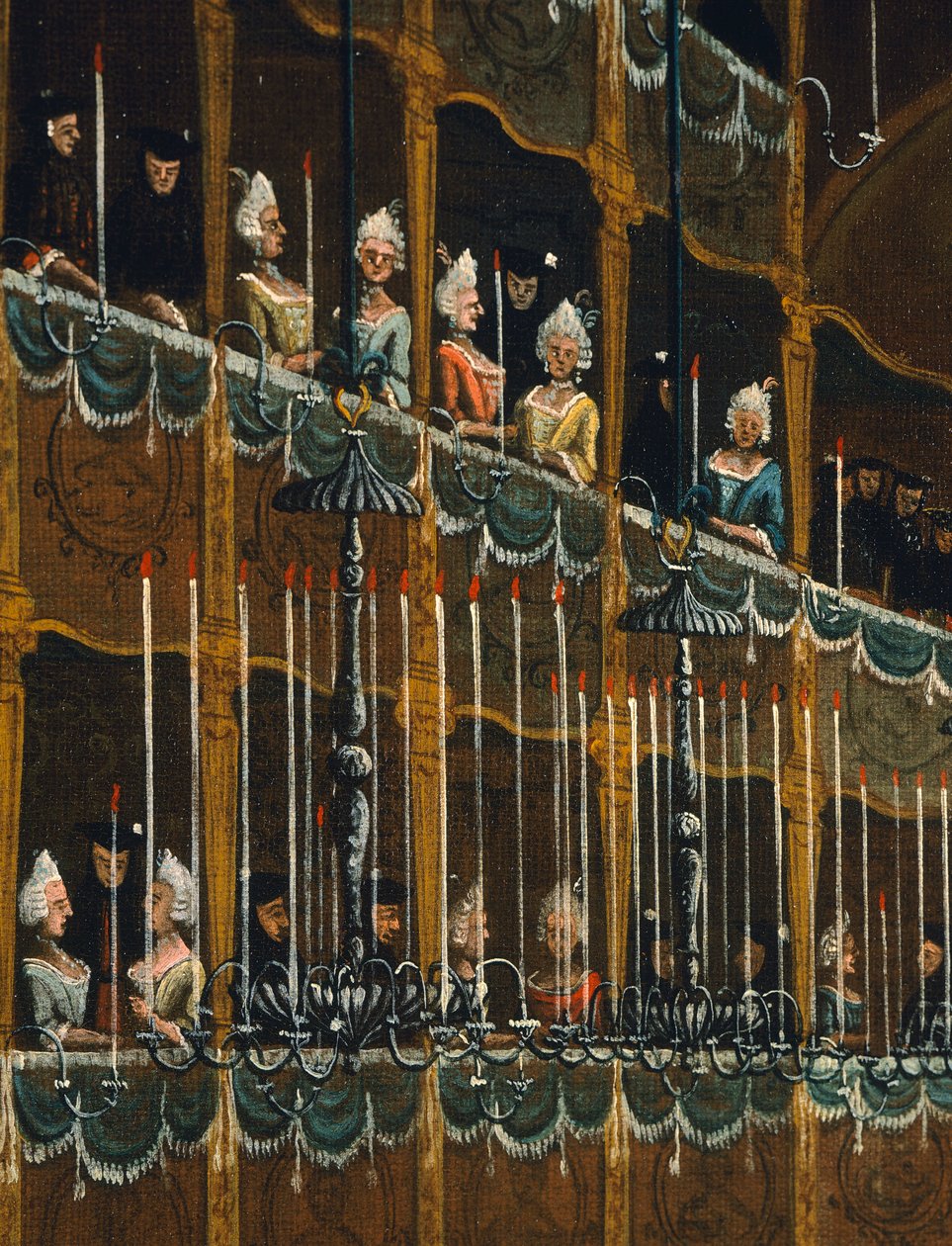 Lunsj på San Benito-teatret tilbudt av Doge til ære for prinser av nord, Venezia, av Gabriel Bella (1730-1799) Olje på lerret, detalj av Gabriele Bella