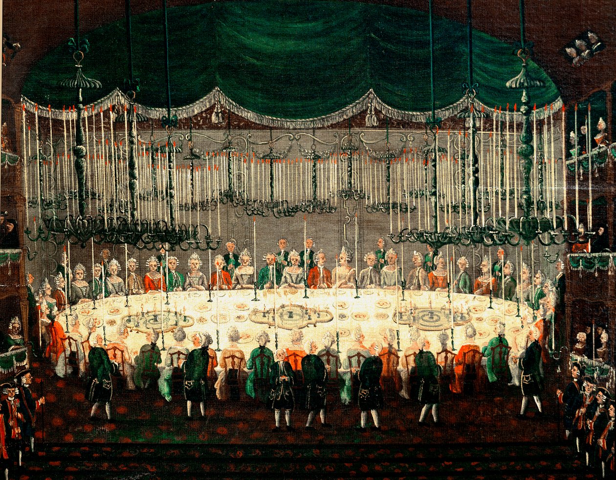 Mottakelse til ære for prinsene i Nord-Detaljen som representerer ambassadørenes bankett. Maleri av Gabriel Bella (1730-1799) Venezia fra 1700-tallet, Galleria Fondazione Querini Stampalia av Gabriele Bella