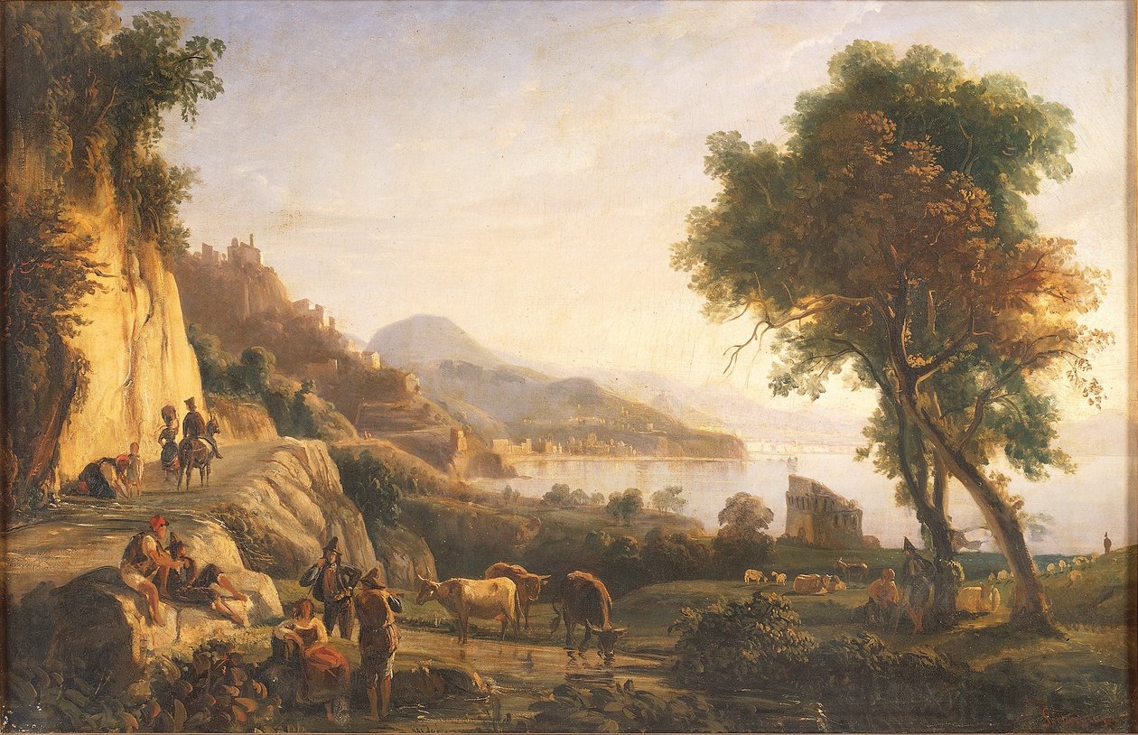 Italia, Road to Amalfi nær Cetara Tower (olje på lerret) av Gabriele Smargiassi
