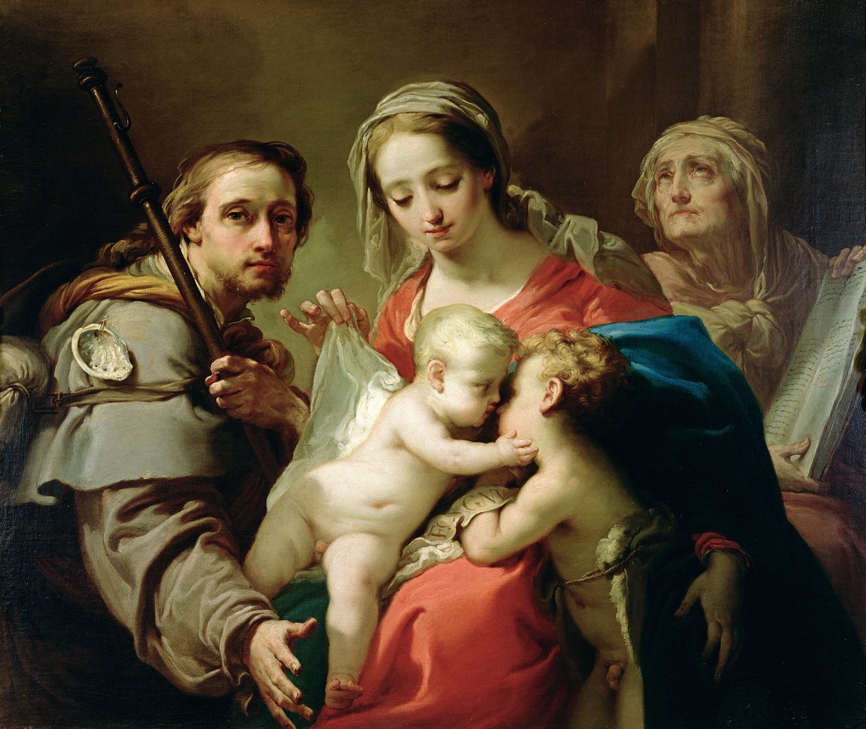 Madonna og barn med de hellige Johannes, Anna og Rocco, ca. 1785 (se 241258 for detaljer) av Gaetano Gandolfi