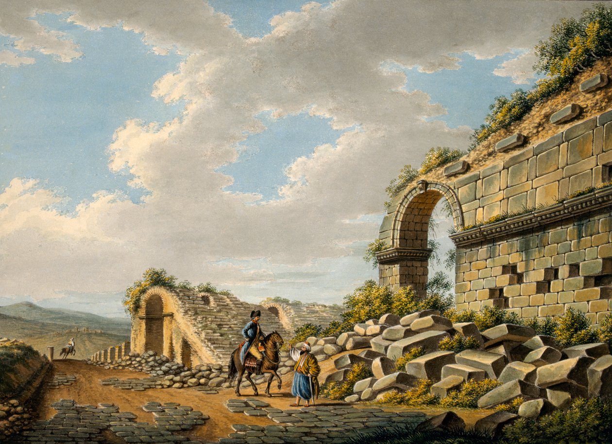 Eksteriør av det ødelagte romerske teateret i Efesos, 1790-tallet av Gaetano Mercati