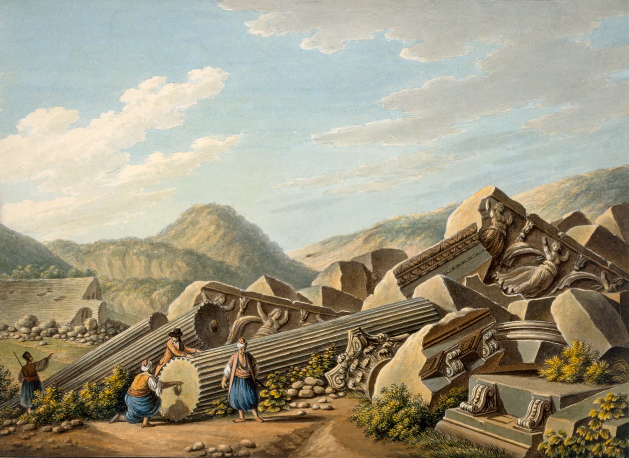 Ruiner av et romersk tempel i Efesos, 1790-tallet av Gaetano Mercati