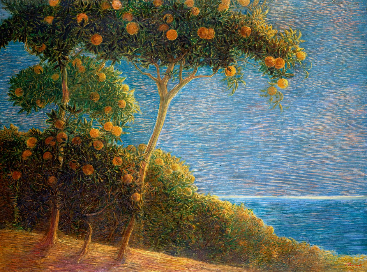 Solnedgang i Liguria av Gaetano Previati