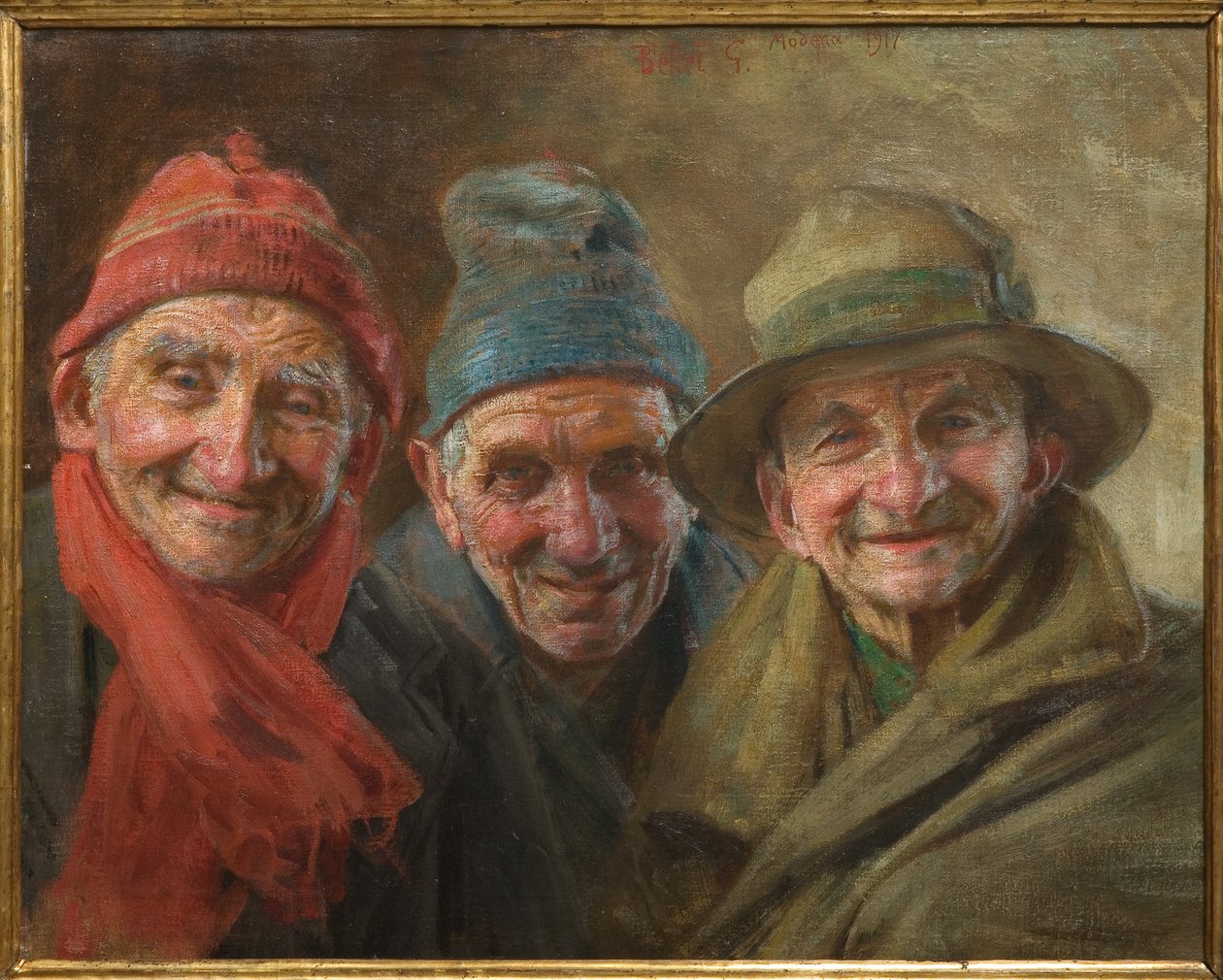 Three Friends 1917 (olje på lerret) av Gaetano Bellei