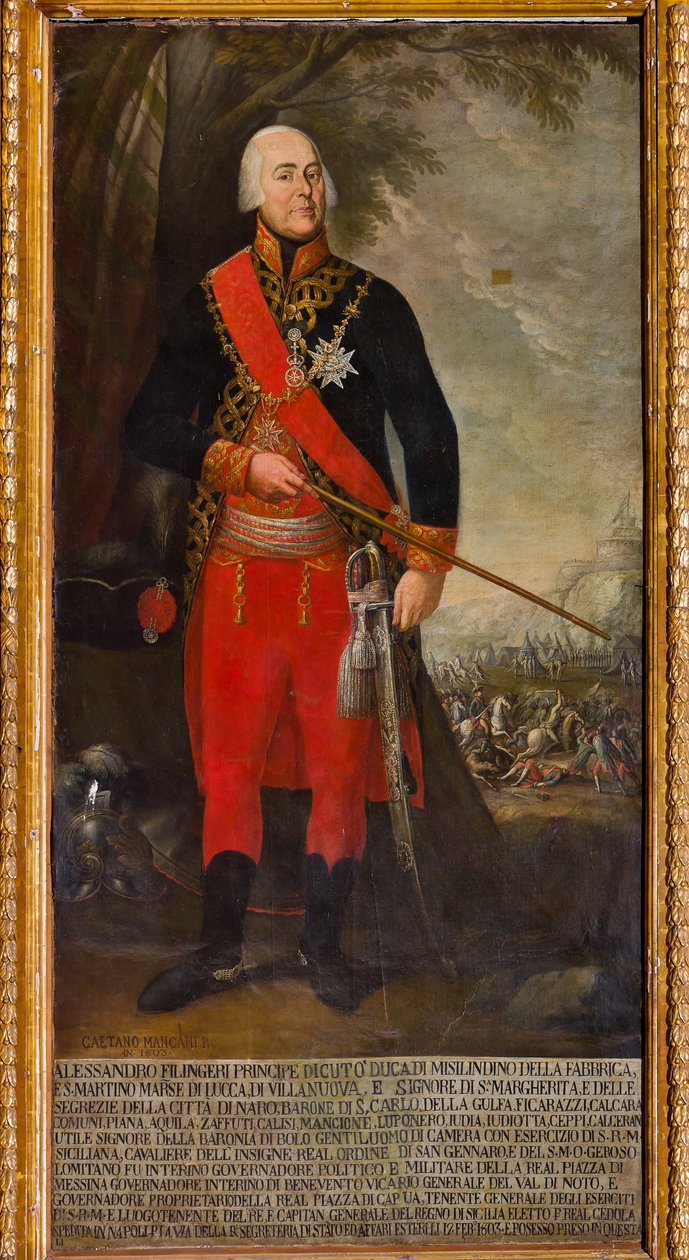 Alessandro Filangeri, kongens løytnant (olje på lerret) av Gaetano Mangano