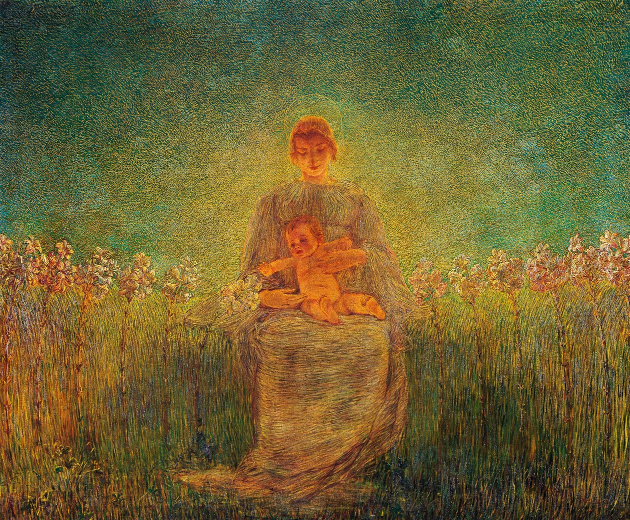 Madonna av liljer av Gaetano Previati