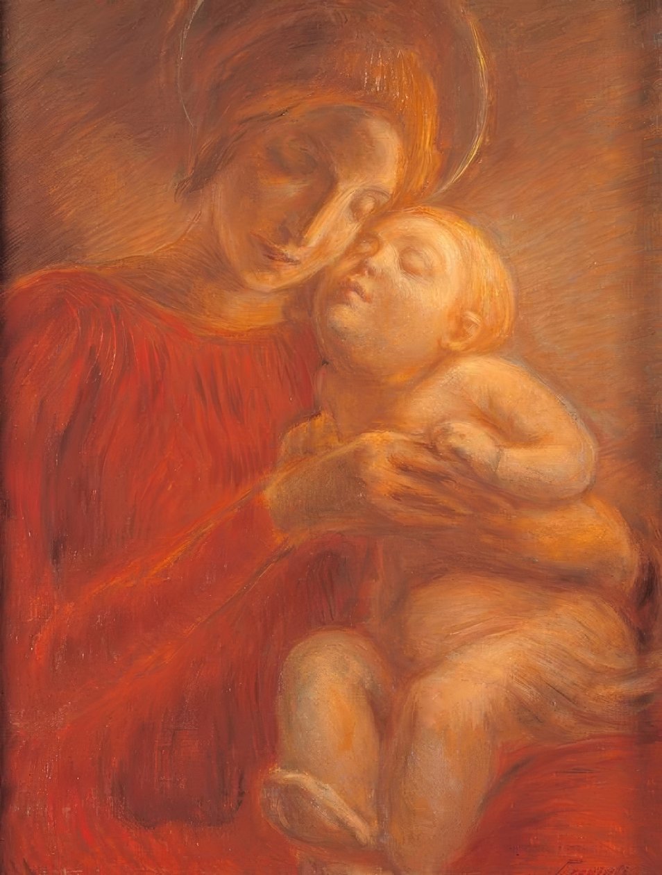 Mary med barn av Gaetano Previati