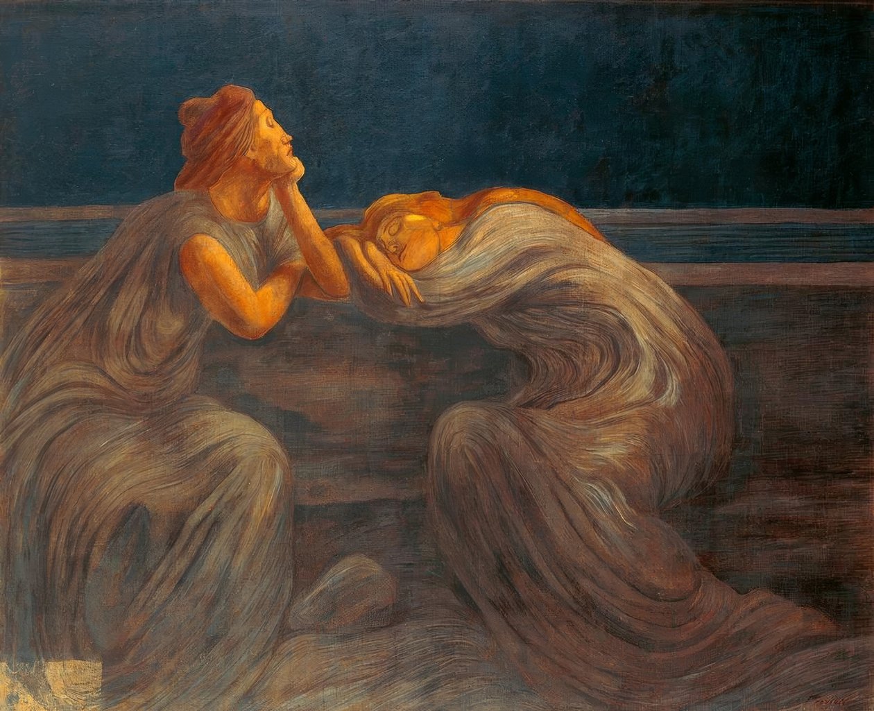 Nocturne, 1908, av Gaetano Previati (1852–1920). av Gaetano Previati