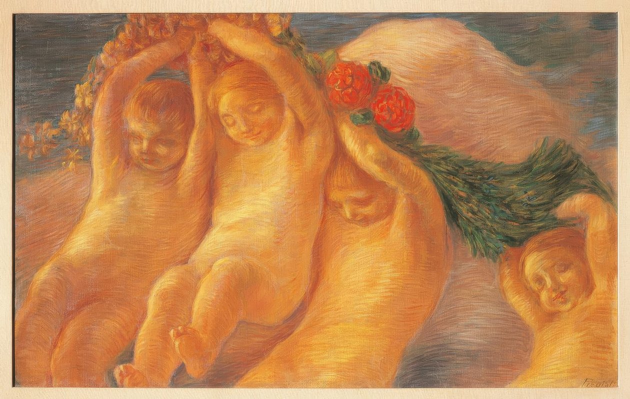 Putti med en krans, 1906–1908, av Gaetano Previati
