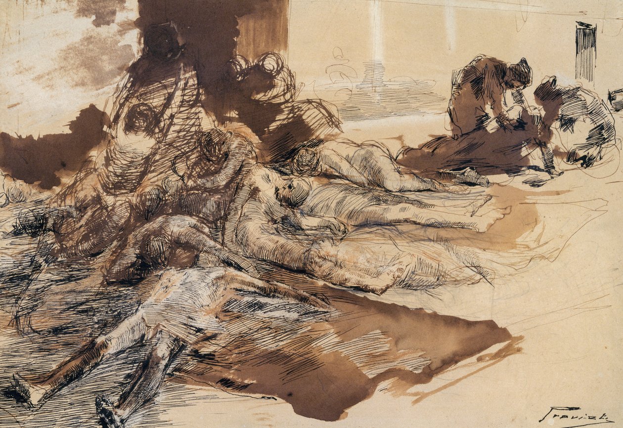 Studie av pest av Gaetano Previati
