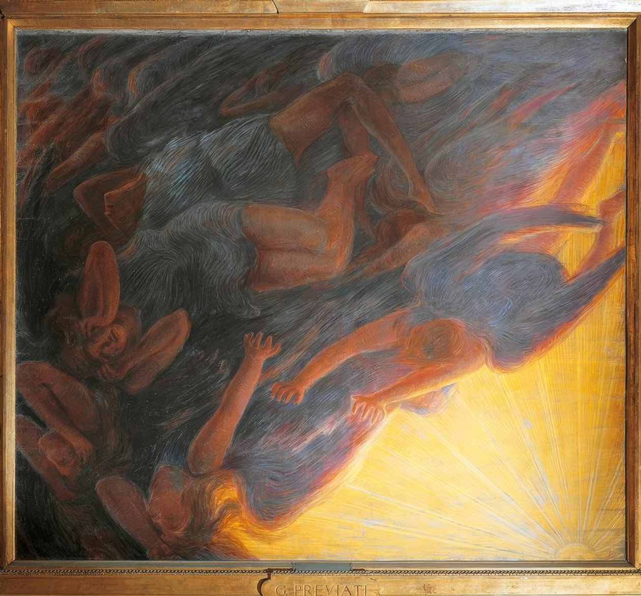 The Fall of the Angels, triptyk sentralpanel, 1913, av Gaetano Previati